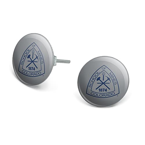 Mines Secondary Logo Novelty Silver Plated Stud Earrings