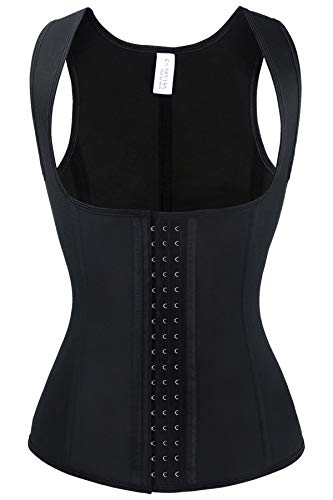 Charmian Women's Latex Underbust Waist Training Cincher Steel Boned Body Shaper Corset Vest Vest-Black Medium