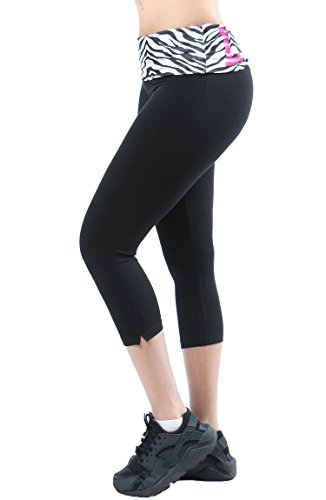 Womens Active Comfy Super Stretch Fitted Style Color Band Waist Leggings Medium BLACK-CP431