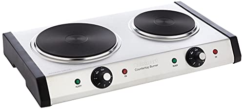 Cuisinart Cast-Iron Double Burner, 11.5'(L) x 19.5'(W) x 2.5'(H), Silver (Renewed)