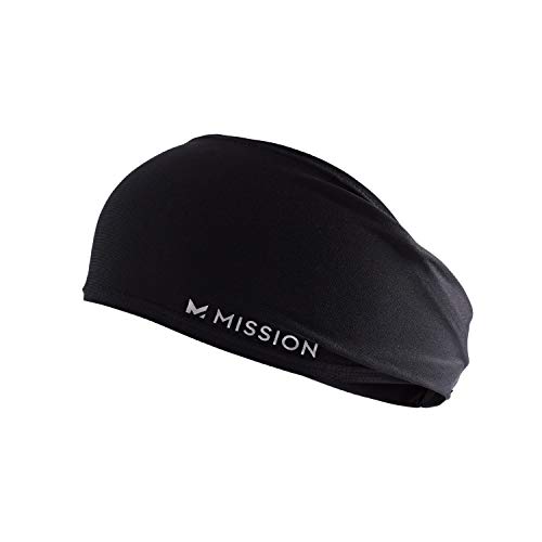 MISSION Cooling Stretchy Headbands for Women and Men, No Slip, Cooling When Wet (Black)