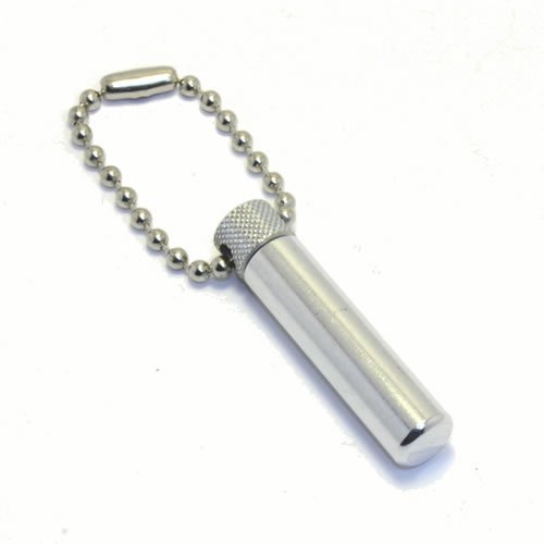 Kalinar Classic Aluminum LDS Oil Vial/Container Keychain with Rubber Seal/Ring for Consecrated, Anointing Or Essentail Oil - 1-Pack - Silver