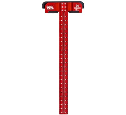 Woodpeckers T Square, 24 Inch, Precision Woodworking T-Square Ruler, Built-in Edge Support, Scribing & Shelf Pin Guides, Rack-It Mount, Made in USA