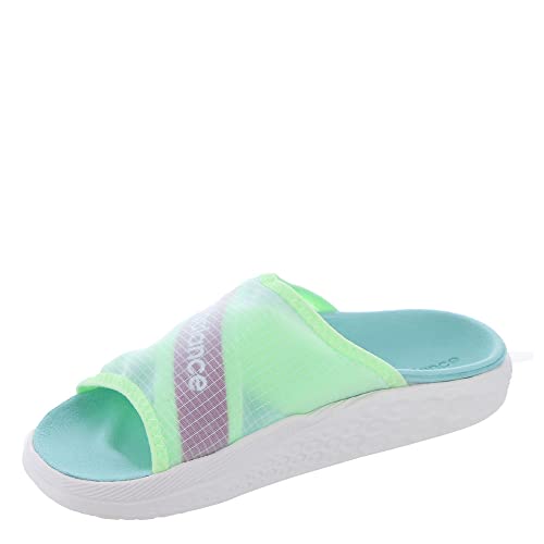 New Balance Women's 360 V1 Slip-On Sandal, White/Vibrant Spring/Magenta Pop, 7
