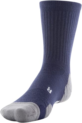 Under Armour Adult Team Crew Socks, 1-Pair, Midnight Navy/Graphite/White, Medium