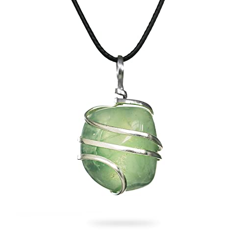 AYANA Prehnite Healing Crystal Pendant Necklace | Heart and Third Eye Chakra | Libra Zodiac Birthstone | Lucky Stone for Healers | Handmade with Ethically Sourced Raw Natural Pure Gemstone