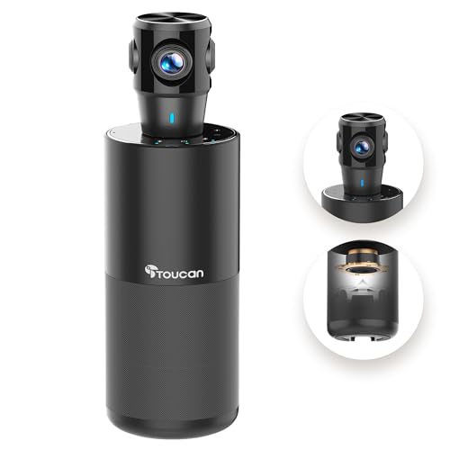 TOUCAN 360-Degree Video Conference Camera, 1080p HD Webcam with 4 Noise Reduction Mics, Speaker, AI Tracking, Works with Zoom,Google Voice,Microsoft Teams and More,for PC/Laptop/MacBook/Tablet
