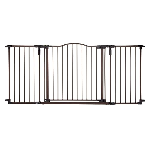 Toddleroo by North States 72” wide Deluxe Décor Baby Gate: Sturdy safety gate with one hand operation. Extra wide baby gate. Hardware Mount. Fits 38.3 - 72” Wide. (30' Tall, Matte Bronze), 4934S