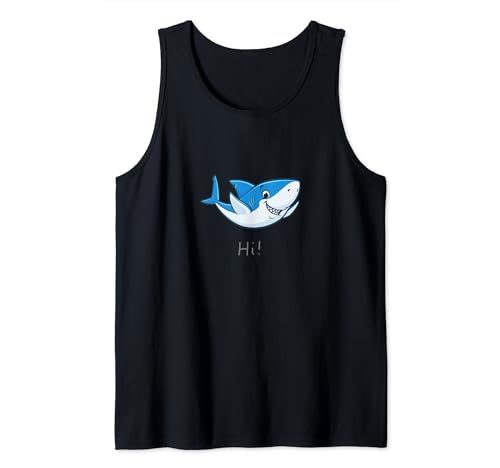 I Love Swimming Funny Children's Shark Motif Cute Shark Tank Top