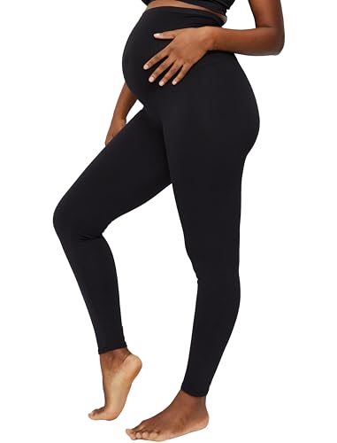 Motherhood Maternity Women's Maternity Essential Stretch Full Length Secret Fit Belly Leggings, Black, Small
