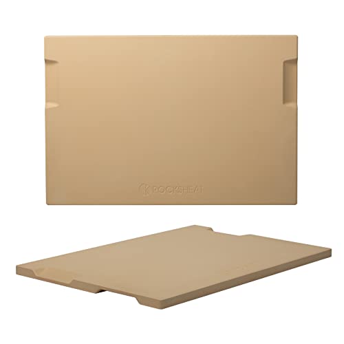 K ROCKSHEAT Large Pizza Stone Heavy Duty Baking Grilling Stone 20' x 13.5', Perfect for Oven, BBQ and Grill. Innovative Double - faced Built - in 4 Handles Design