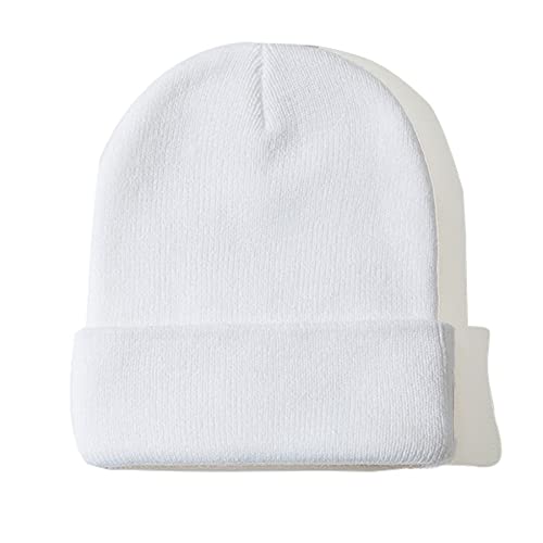 NPJY Unisex Beanie for Men and Women Knit Hat Winter Beanies White