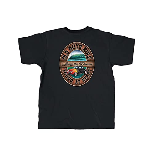 OLD GUYS RULE Men's Graphic T-Shirt, The Dream - Gift for Dad, Grandpa, Husband, Brother, Father's Day, Birthday, Holiday - Funny Novelty Tee for Car Lovers, Motorheads, Hot Rods (Black, X-Large)