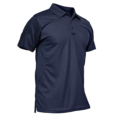 MAGCOMSEN Polo Shirts for Men T Shirts Summer Shirts Casual Shirts Golf Shirts Fishing Shirts Tactical Polo Shirt Pique Jersey Golf Polo Shirt Navy