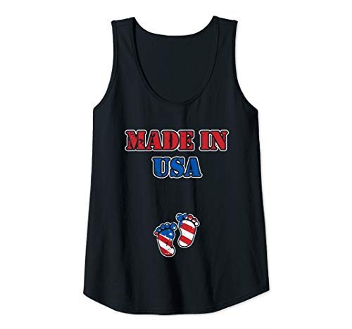 Womens 4th of July Pregnancy Announcement Baby Made in USA Tank Top