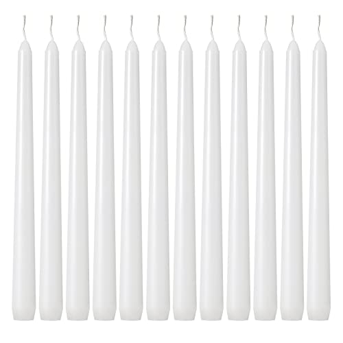 Kedtui Taper Candles 10 inch (H) Dripless, Set of 24 White Unscented and Smokeless Taper Candles Long Burning, Paraffin Wax with Cotton Wicks for Burning 8 Hours Time