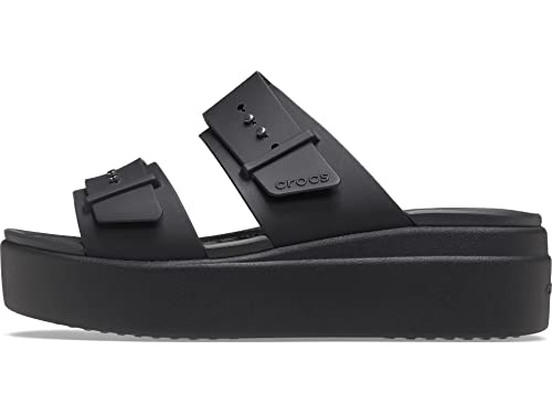 Crocs Women's Brooklyn Buckle Low Wedge Sandals, Black, 8 Women