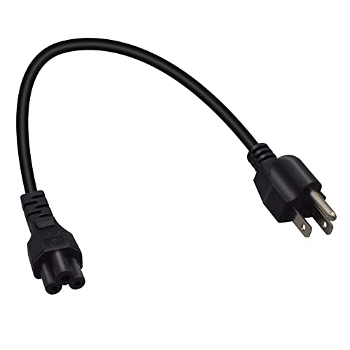 Toptekit US 3 Prong Mickey Mouse Power Cord AC Power Short Cord, USA Nema 5-15P Male to IEC320 C5 Female Laptop Power Cable,3-Prong Notebook/Laptop AC Power Cord IEC320 C5 to NEMA 5-15P (1ft/30cm)