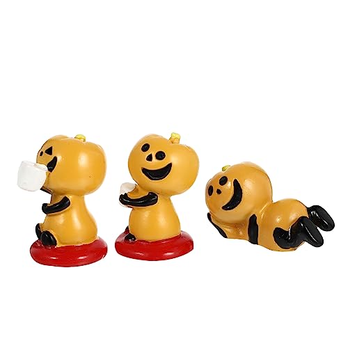 CIMAXIC Halloween Mini decoraciones para salas de casa Mini Pumpkin Crafts Halloween Scene Layout Prop Home Ornament Light House Decorations for Home Autumn Decor Manual 3 Pcs