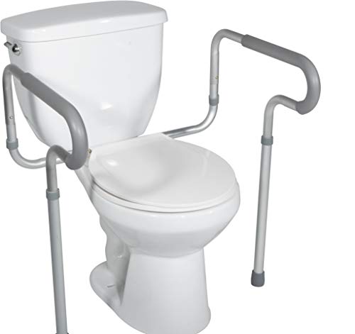 HEALTHLINE Toilet Safety Frame, Bathroom Safety Rail with Toilet Seat Assist Handrail Grab Bar, Medical Supply for Elderly, Adjustable Legs and Arm