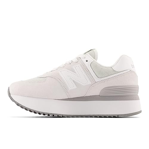New Balance Women's 574+ Sneakers, Reflection | Rain Cloud, Grey, Off White, 9.5 Medium US