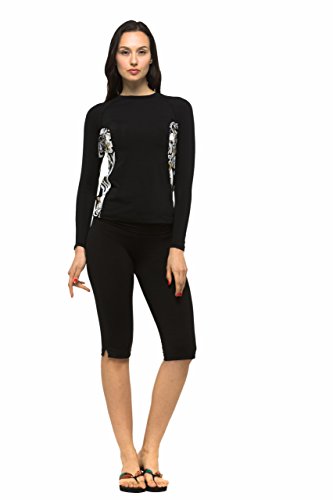 Private Island Women UPF 50+ Beach Board Shorts Pants Swimsuit Bathing Swim Rash Guard Yoga Bottom (S, Black-RSP)