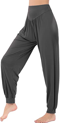 HOEREV Brand Super Soft Modal Spandex Harem Yoga Pilates Pants,Darkgrey,XXX-Large