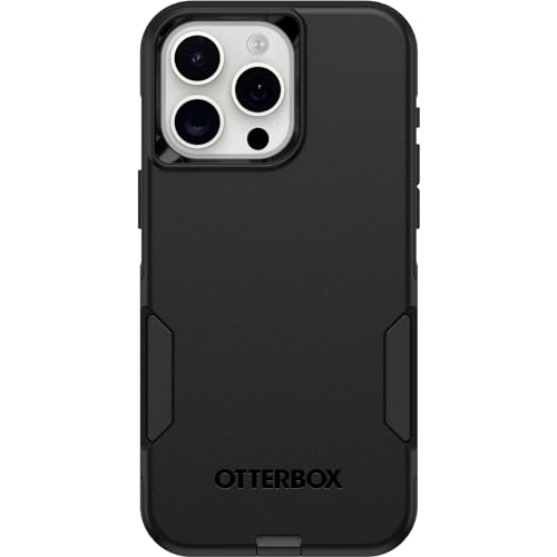 OtterBox iPhone 15 Pro MAX (Only) Commuter Series Case - BLACK, slim & tough, pocket-friendly, with port protection
