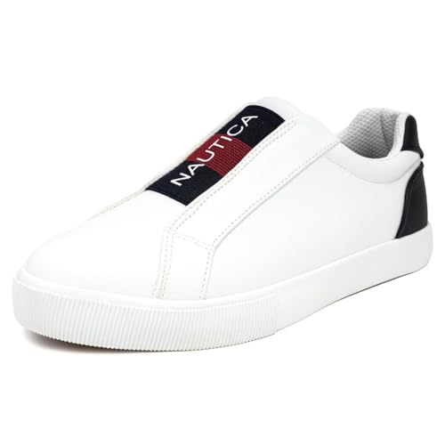 Nautica Women Fashion Sneaker Casual Tennis Shoes Steam Slip-On Bennet-Red White Blue Size-8.5
