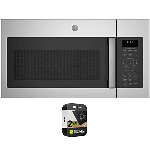 GE JVM6175SKSS 1.7 Cu. Ft. Over-the-Range Sensor Microwave Oven Stainless Steel Bundle with Premium 2 YR CPS Enhanced Protection Pack