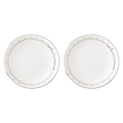 Kate Spade Key Court 2-Piece Tidbit Plate Set, 0.80 LB, White