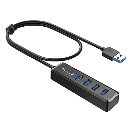 SmartQ H302S USB 3.0 Hub for laptop with 2ft Long Cable, Multi USB Port Expander, Fast Data Transfer USB Splitter for laptop, Compatible with Windows PC, Mac, Printer, Mobile HDD
