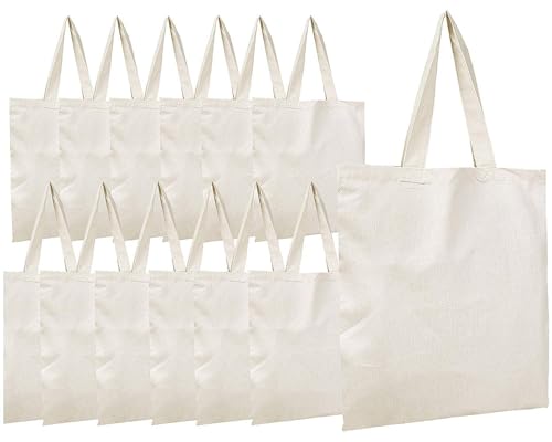 Simpli-Magic Canvas Tote Bags, 13'x15', Pack of 15, Natural