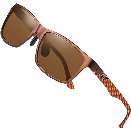 DUCO Men's Luxury Carbon Fiber Temple Polarized Sunglasses for Men Sports UV400 DC8206