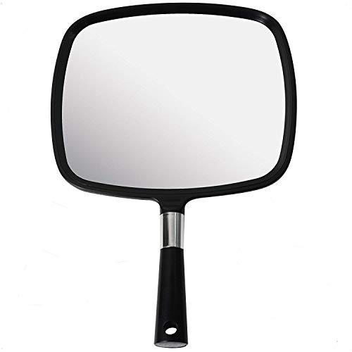 MIRRORVANA Large Hand Mirror with Comfy Handle - Black Portable Handheld Mirror - 9' x 13'