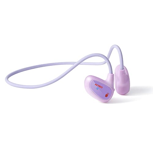 ACREO Kids Headphones, Open Ear Headphones with MIC, OpenBuds Kids, Ultra-Light, Portable and Safer for Children, Best Wireless Kids Headphones for iPad, Tablet or Computers (Lovely Pink)