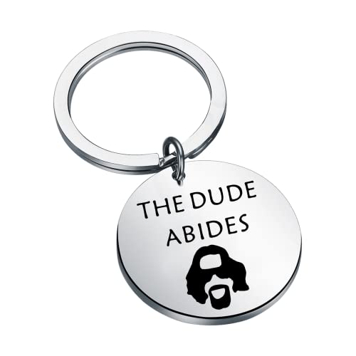 BLEOUK The Dude Gift Lebowski Inspired Keychain Crime Movie Fans Gift Bowling Gift (THE DUDE ABIDES)