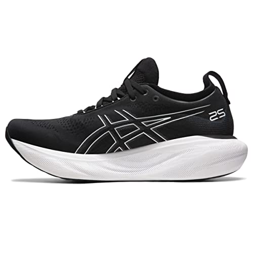 ASICS Men's Gel-Nimbus 25 Running Shoes, 10, Black/Pure Silver
