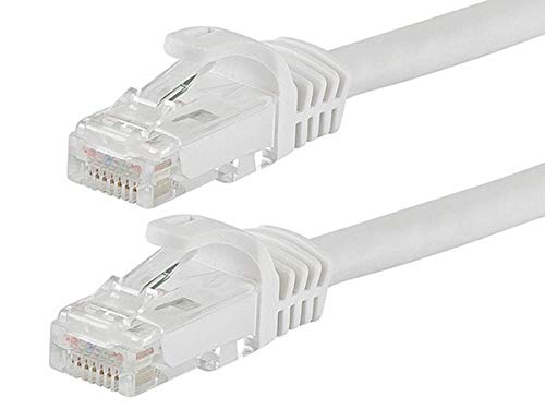 Monoprice Cat6 6in White Patch Cable UTP 24AWG 550MHz Pure Bare Copper Snagless RJ45 Flexboot Series Ethernet Cable