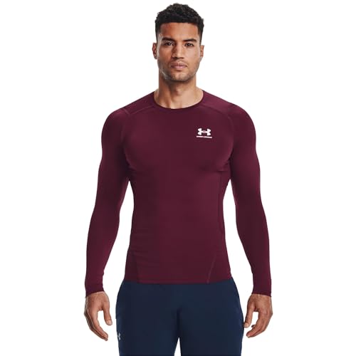 Under Armour Men's Armour HeatGear Compression Long-Sleeve T-Shirt , Maroon (609)/White, 3X-Large