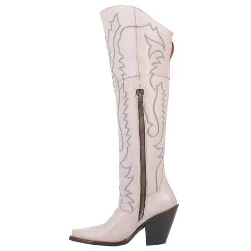 Dan Post Womens Loverly Snip Toe Casual Boots Over the Knee High Heel 3' & Up - White - Size 9 M