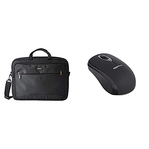 Amazon Basics 17.3-Inch Laptop Bag | Amazon Basics Wireless Mouse with Nano Receiver Set, Black