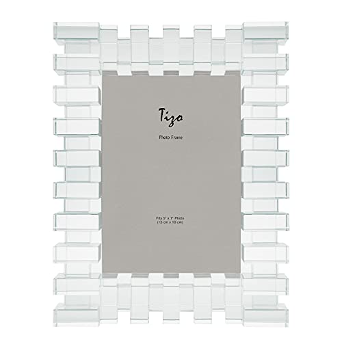 TIZO Design 5x7 Crystal Clear Glass Picture Frame, Boutique Quality Photo Frame (Block)