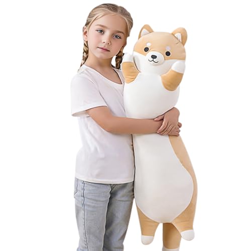 XFHouse 35.4' Cute Giant Long Shiba Inu Plush Soft Hugging Body Pillow,Large Kawaii Anime Corgi Stuffed Animals Toy Dog Doll Gift for Kids Birthday,Valentine,Christmas
