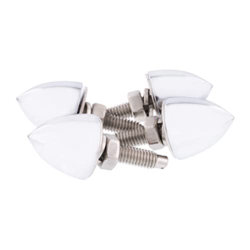 United Pacific Universal Chrome Bullet License Plate Fastener Screw Caps for Standard License Plates, 1-inch Stud w/Metric M6 x 1.0 Threads - 4 Pack, Silver, (10889)