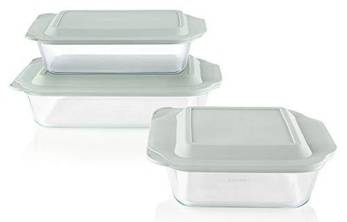 Pyrex Deep 3-Pack Glass Baking Dish Set (9'x13', 7'x11', 8'x8') With BPA-Free Lids, Rectangular Glass Bakeware, Dishwasher, Microwave, Freezer & Pre-Heated Oven Safe