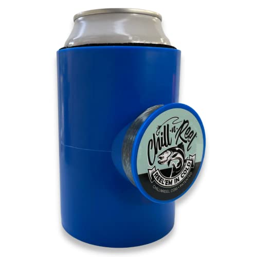 Chill-N-Reel Fishing Can Cooler (from Shark Tank) | Hard Shell Drink Holder with Hand Line Reel Attached | Fits Any Standard Insulator Sleeve or Coozie | Unique Fun Fishing Gift