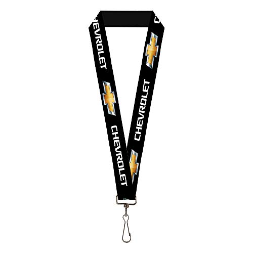 Buckle Down mens Lanyard - 1.0' Chevrolet/Bowtie Black/Gold/White Repeat Key Chain, Multicolor, One Size US