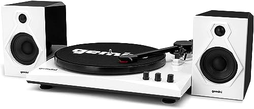 Gemini Sound TT-900-3-Speed Turntable with Bluetooth, 2-Way Stereo Speakers, and Pitch Adjustment (White)