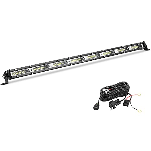 YITAMOTOR 72W 26 Inch LED Light Bar Single Row Spot Light Bar with 10ft Wiring Harness for Jeep JK Wrangler Off Road Car SUV ATV Marine